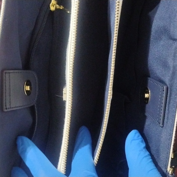 Samantha Thavasa DELUXE Shoulder Bag White Canvas 2 ways Tote Handbag - Picture 17 of 17